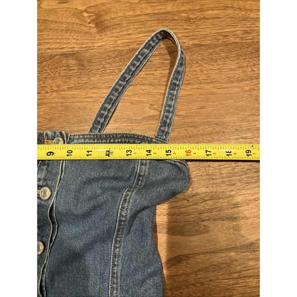 Pacsun Denim Bodycon Dress Womens S Blue Smocked Back Sleeveless Button‎ Front - Picture 8 of 10